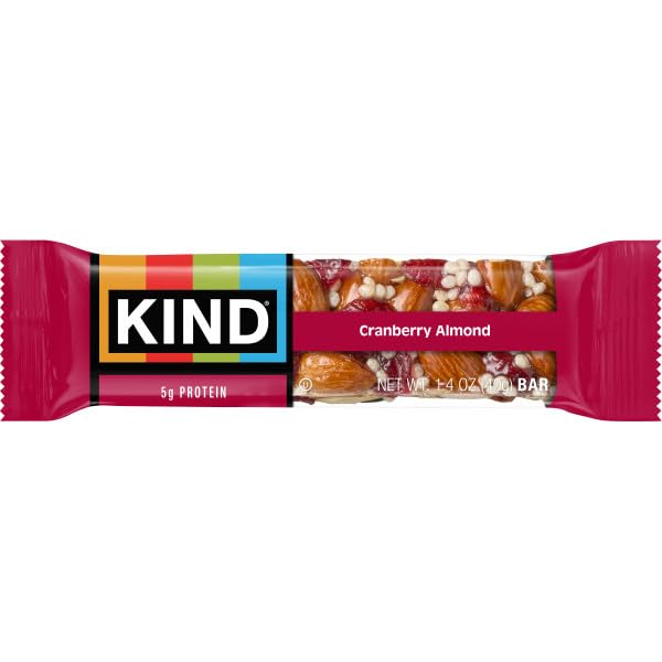 KIND Nut Bars, Cranberry Almond, Healthy Snack Bars, Gluten Free, Low Sugar, 6g Protein, 12 Count