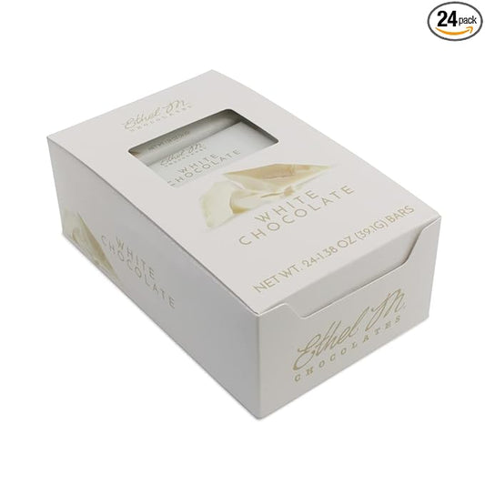 Ethel M Chocolates Premium White Chocolate Bars, Individually Wrapped Chocolate Candy Bars, for Gifting, Holidays & Everyday Indulgence (24 Pieces)