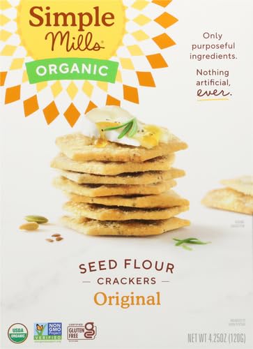Simple Mills Organic Seed Crackers, Original - Gluten Free, Vegan, Healthy Snacks, Paleo Friendly, 4.25 Ounce (Pack of 2)