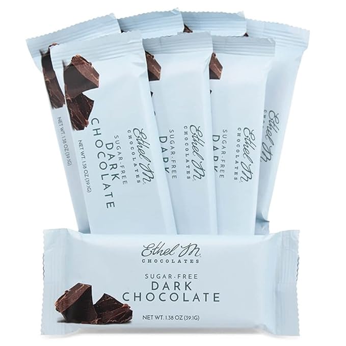 Ethel M Chocolates Premium Sugar Free Dark Chocolates Bars Set of 8 - Enjoy Creamy Taste Guilt Free Sweet Tooth Snack, shipped Fresh from the factory