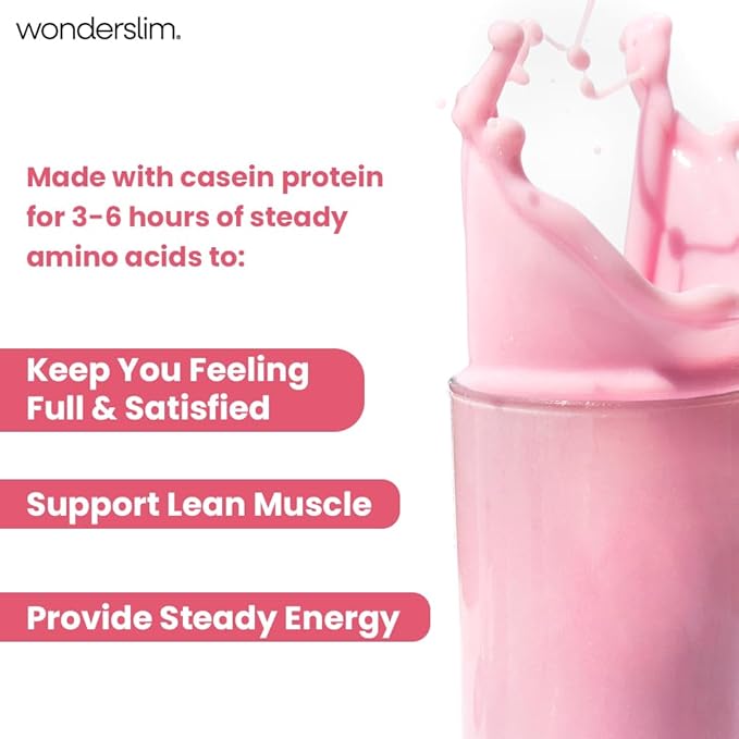 WonderSlim Meal Replacement Shake, Strawberry Cream, 15g Protein, 24 Vitamins & Minerals, Gluten Free (7ct)