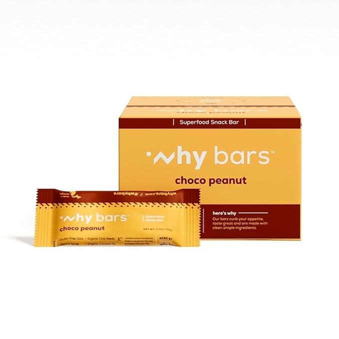Why Bars, Superfood Protein Bars, 2.04 Ounce Bars - Protein Bar Superfood, Gluten Free, Non GMO, Organic, Vegan, Simple Ingredients (Chocolate Peanut Butter)