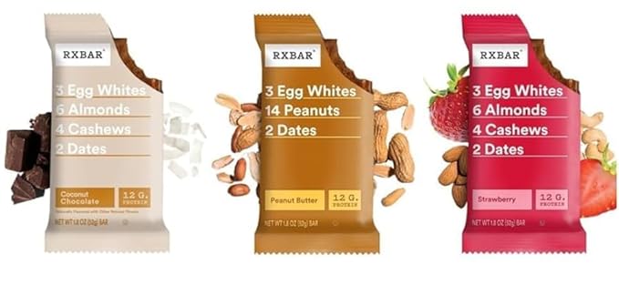 Rx Protein Bar Assorted Variety Pack, 20 Count – Chocolate Sea Salt, Blueberry, Coconut Chocolate, Peanut Butter, Strawberry, Peanut Butter Chocolate, Vanilla Almond, Honey Cinnamon Peanut Butter, Blueberry Cashew Butter & Dark Chocolate Peanut Butter