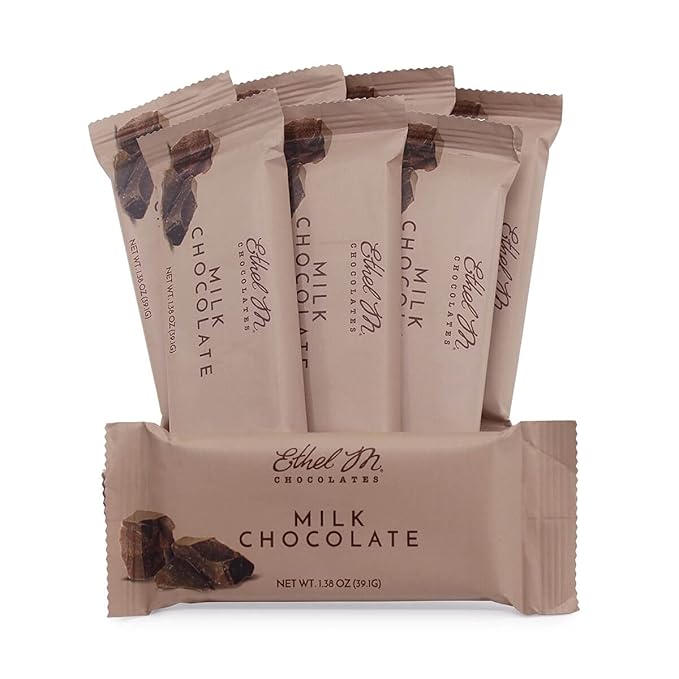 Ethel M Chocolates Premium Milk Chocolate Bars, Individually Wrapped Chocolate Candy Bars, for Gifting, Holidays & Everyday Indulgence (8 Pieces)
