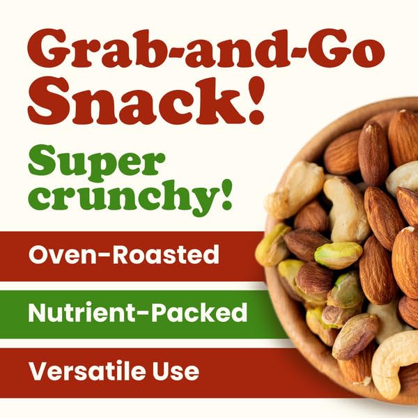 Food to Live Nut Lovers Mix, 1 Pound – Premium Dry Roasted Pistachios No Shell, Almonds and Cashews Blend. No Salt Added. Trail Snacks for Adults and Kids. Vegan, Kosher, Bulk