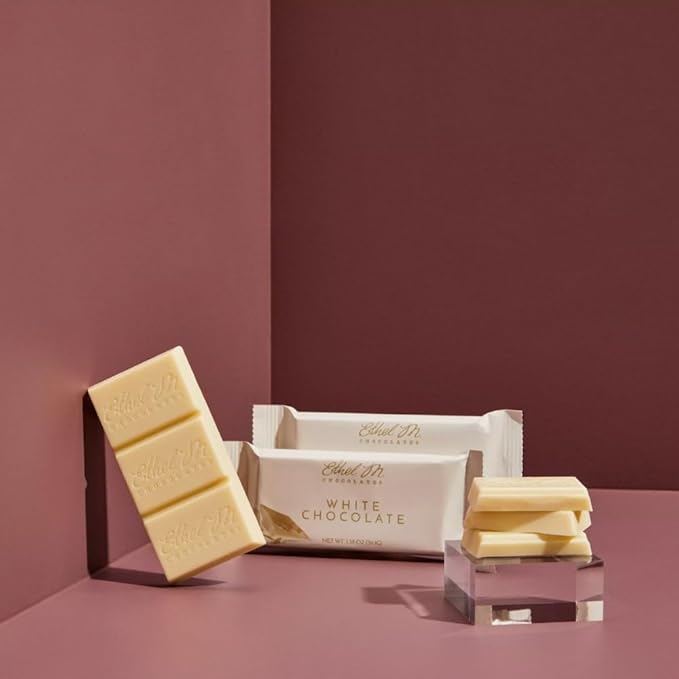 Ethel M Chocolates Premium White Chocolate Bars, Individually Wrapped Chocolate Candy Bars, for Gifting, Holidays & Everyday Indulgence (8 Pieces)