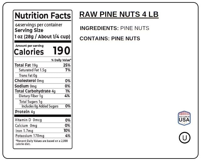Raw Pine Nuts 4 Pounds | Whole Natural Unsalted Pignolias | Healthy Protein Snack | Great for Cooking, Baking, Salads, Pesto Sauce, Roasting | Vegan, Keto Snack, Gluten Free, Compare to Organic Pine Nut | Jaybee's