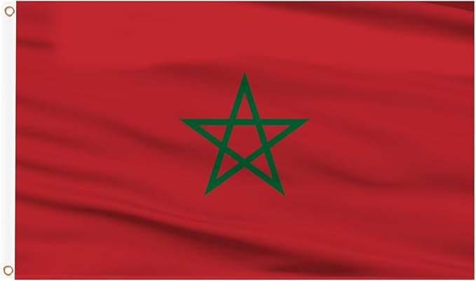 AhfuLife Morocco Flag 3x5 Ft, Large Morocco National Flags for Outside - Double Side with Brass Eyelets for World Cup Party Decorations, Soccer Party Bar Garden Decoration Indoor Outdoor