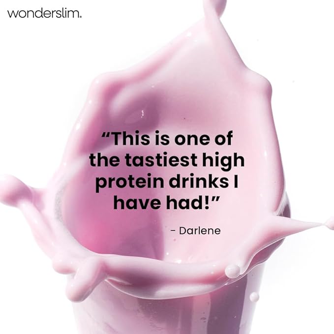 WonderSlim Meal Replacement Shake, Strawberry Cream, 15g Protein, 24 Vitamins & Minerals, Gluten Free (7ct)