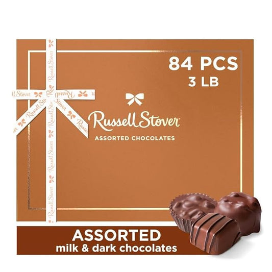 NEW - RUSSELL STOVER Assorted Milk & Dark Chocolate Gift Box, 48 oz. (≈ 84 pieces)