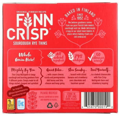 Finn Crisp Multigrain Sourdough Rye Thins Crispbread, 6.2 Ounce Box (Pack of 9) (1)
