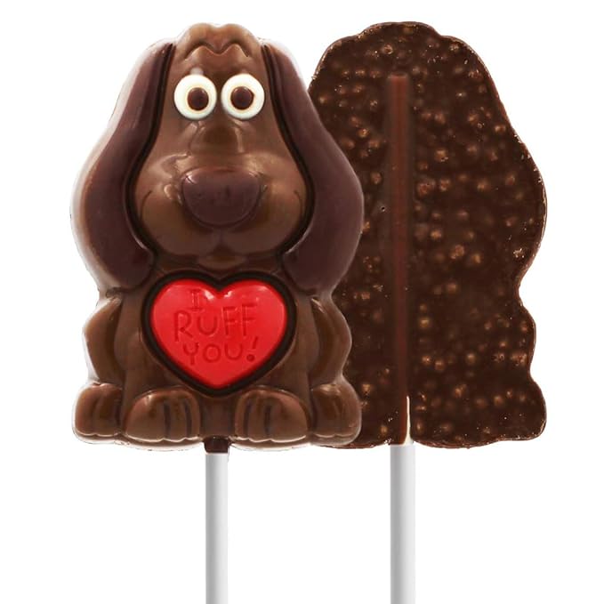 Valentine's Big Puppy Lollipop Holiday Treats 4-Pack Variety, Pop Party Bag Fillers, Individually Wrapped, Kosher Certified, 3oz Sucker Puppy