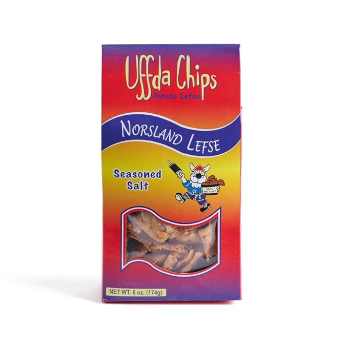 Uffda Chips - Made From Real Lefse - 6 oz - By Norsland Lefse (Seasoned Salt)