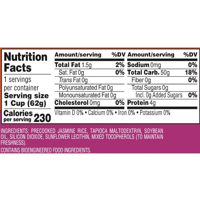 BEN'S ORIGINAL Jasmine Rice Single Serve Cup, Snack or Side, Microwave in 3.5 Minutes, 2.4 oz (Pack of 8)