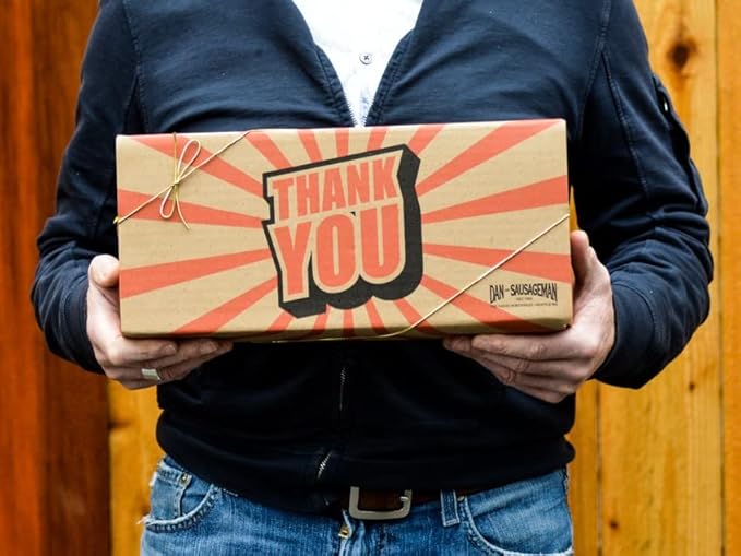 Dan the Sausageman's Thank You Gift Basket 14 items– Featuring 100% Beef Summer Sausage, Wisconsin Cheese & Sweet Hot Mustard | Mothers Day Gift Basket, Snack Box for Adults