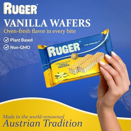 Ruger Wafers- Austrian Vanilla Wafers- 2.125 Ounce (Pack of 12) - Crispy, Creamy, Delicious Vanilla Wafer Cookies made with Natural Ingredients. Heavy Gauge Packaging provides the longest shelf-life on the market - Perfect year round - anytime and anyw...