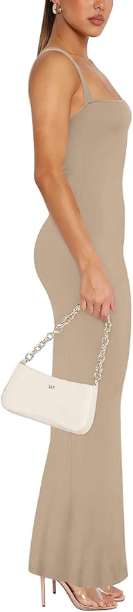REORIA Sexy Square Neck Sleeveless Elegant Ribbded Long Maxi Dress Wedding Guest Dresses for Women 2026 Summer