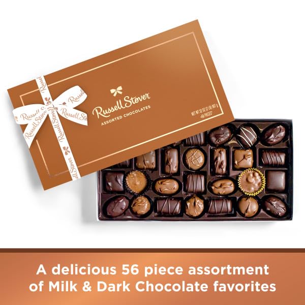 NEW - RUSSELL STOVER Assorted Milk & Dark Chocolate Gift Box, 32 oz. (≈ 56 pieces)