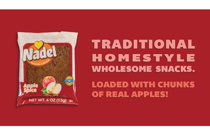 Nadel - NATURALLY DELICIOUS APPLE SPICE CAKE SLICES (12 Pack) Sweet Breads & Cakes, Back to School lunch snack, breakfast bar
