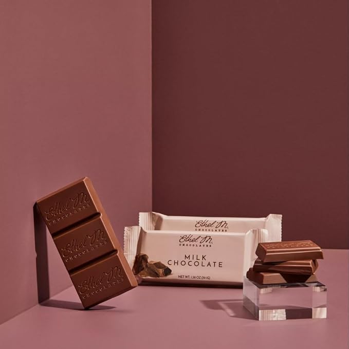 Ethel M Chocolates Premium Milk Chocolate Bars, Individually Wrapped Chocolate Candy Bars, for Gifting, Holidays & Everyday Indulgence (24 Pieces)