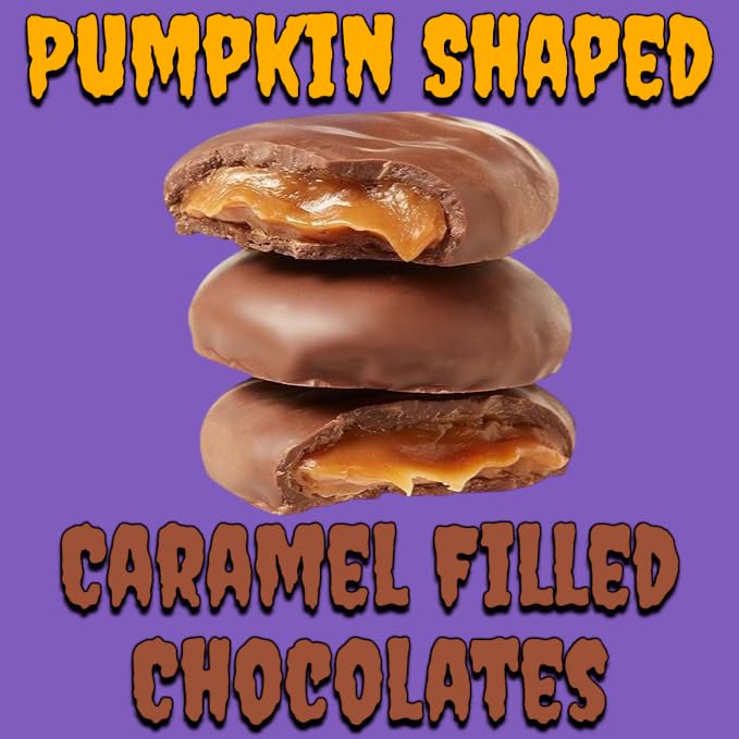 Halloween Chocolate Caramel Shaped Pumpkins – 18 cnt Individually Wrapped Pumpkins, Gourmet Seasonal Candy – Irresistible Treat for Trick-or-Treaters, Parties, and Gifts(Approx 1.5 lbs)