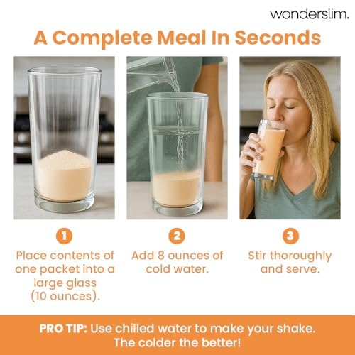 WonderSlim Meal Replacement Shake, Orange Creamsicle, 15g Protein, 25 Vitamins & Minerals, Gluten Free, Low Carb (7ct)