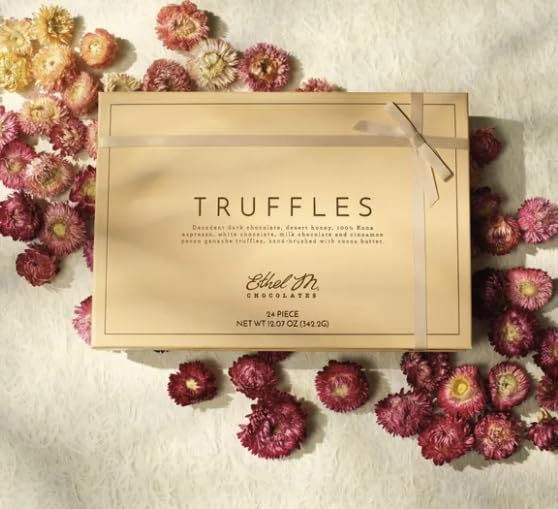 Ethel M Chocolates 24-Piece Truffles Collection, Luxury Chocolate Gift Box Selection of World's Finest Hand-Rolled Truffles Premium Chocolate Assortment