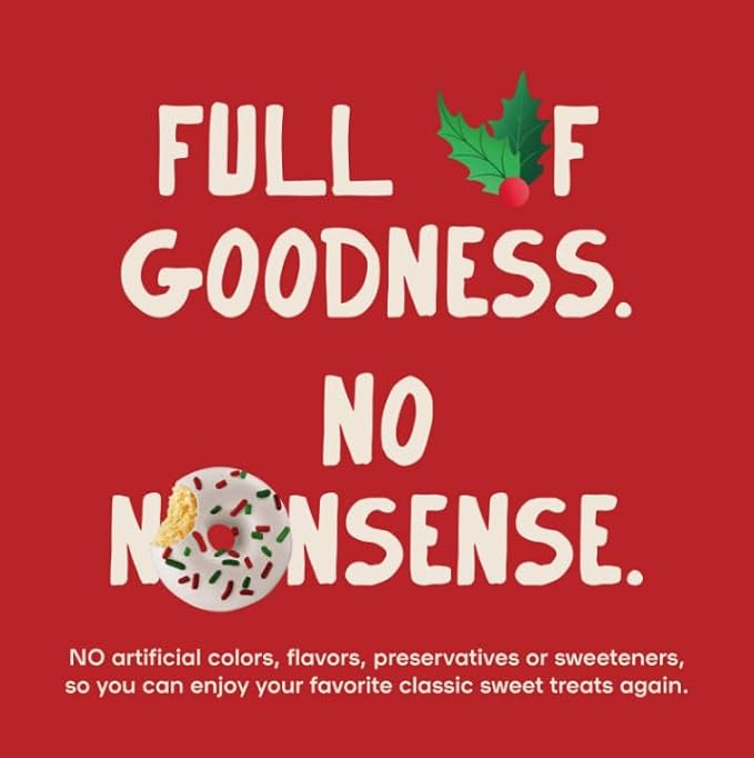 Donutful Holiday Sprinkles Mini Donuts – Baked Not Fried, Less Sugar, Nothing Artificial, Non-GMO, Individually Wrapped Snack Packs (30 Donuts/Box)