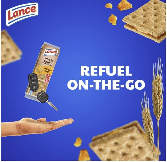 Lance Whole Grain Cracker Sandwiches, (40 count) Individually Wrapped Packs (Whole Grain Peanut Butter) Crackers, Lance Crackers, Whole Grain Crackers.