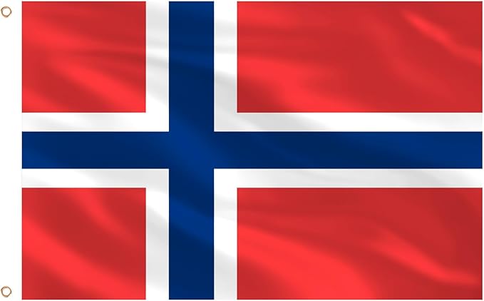 Ahfulife Norway Flag 3x5 Ft, 1 Pc Large Norwegian National Flags for Outdoor Indoor, Double Sided with Brass Eyelets for World Cup, Party, Garden, Bar, Street Decor