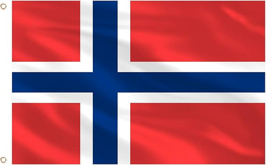 Ahfulife Norway Flag 3x5 Ft, 1 Pc Large Norwegian National Flags for Outdoor Indoor, Double Sided with Brass Eyelets for World Cup, Party, Garden, Bar, Street Decor