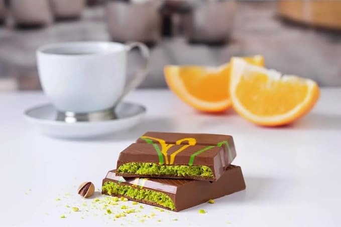 UniqBite Dubai Chocolate Bar Pistachio, Crunchy Loaded Viral Knafeh Chocolate Bar with Pistachio Cream and Kataifi (7 Ounces)