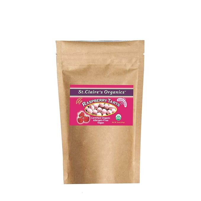 St. Claire's Organic Fruit Tart Candies, (Raspberry, 8 Ounce Refill Bag, over 240 pieces) | Gluten-Free, Vegan, GMO-Free, Plant-based, Allergen-Free | Made in our Allergen-Free facility