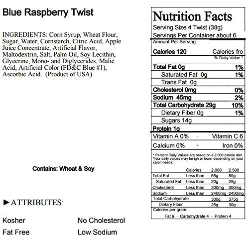 Blue Raspberry Licorice Twists Pack of 3 - Old Fashioned Candy, Fat-Free Chewy Licorice Candy, Fun Treat, Delicious Snacks - Soft & Chewy Texture with Bold Fresh Flavor (Total 24oz)