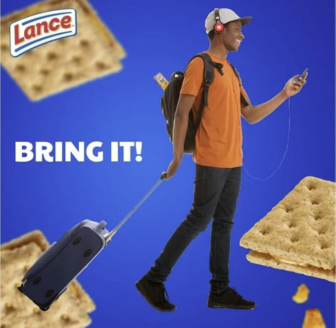 Lance Whole Grain Cracker Sandwiches, (40 count) Individually Wrapped Packs (Whole Grain Peanut Butter) Crackers, Lance Crackers, Whole Grain Crackers.