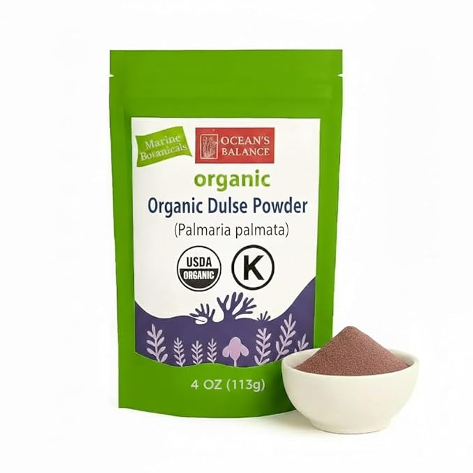 Ocean’s Balance Organic Dulse Powder - Maine Coast Seaweed - Atlantic Ocean Sea Vegetables, Perfect for Keto Diet, Paleo Diet, Vegetarian Lifestyle or Vegan Diet - Gluten Free(4 Ounce)