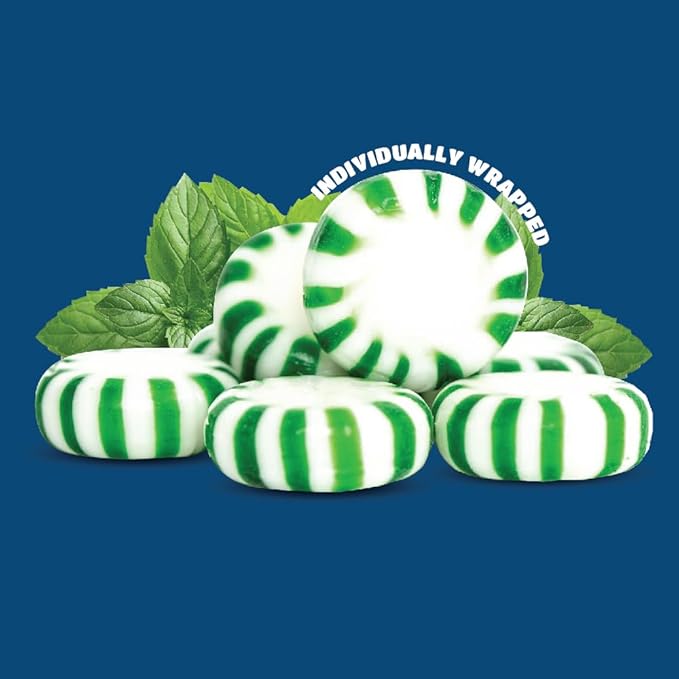 Starlight Spearmint Mints - 3 Pound Bulk Pack - Hard Candy - Hard Candy Individually Wrapped - Green and White Hard Candies - After Dinner Treats
