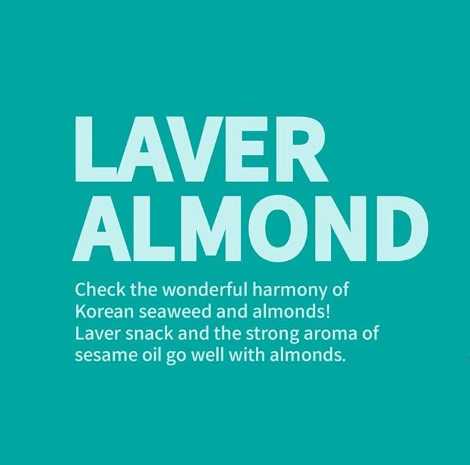 [Official Gilim HBAF] Korean Seasoned Laver Almonds Nut Snack | Kids, School, Office, Trip Snack | Pre-workout Snack | Asian Snacks (Seaweed, 1 x 120 gram pack)