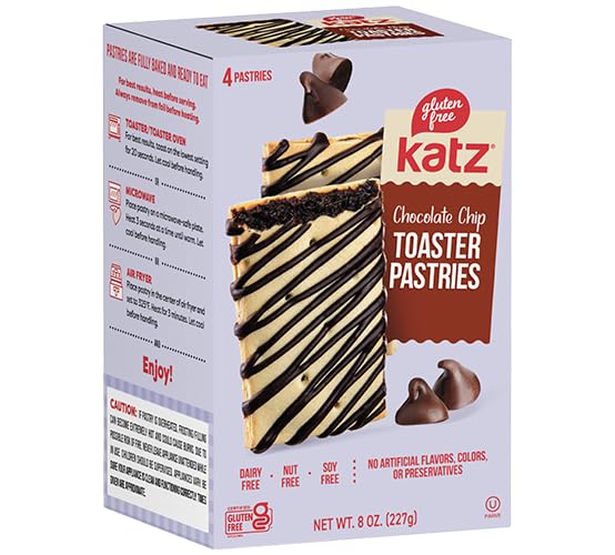 Katz Gluten Free Snacks Toaster Pastries Variety Pack. Apple Crisp, Cinnamon, Chocolate Chip, Strawberry, Iced Holiday Berry, & Pumpkin Cheesecake. Free of Dairy, Peanuts, Tree Nuts, and Sesame (6Pk)