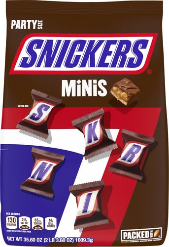 SNICKERS Minis Size Milk Chocolate Candy Bar Bulk Assortment, 35.6 oz Bag (Pack of 2)