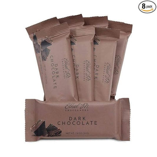 Ethel M Chocolates Premium Dark Chocolate Bars, Individually Wrapped Chocolate Candy Bars, for Gifting, Holidays & Everyday Indulgence (8 Pieces)