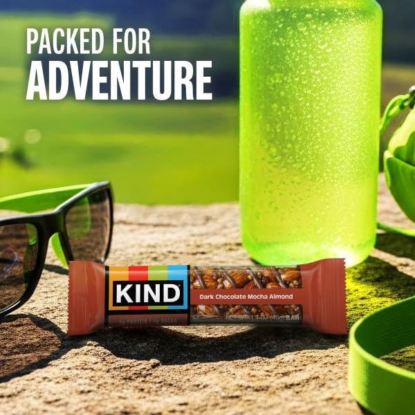KIND Bars, Dark Chocolate Mocha Almond, Healthy Snacks, Gluten Free, Low Sugar, 5g Protein, 12 Count