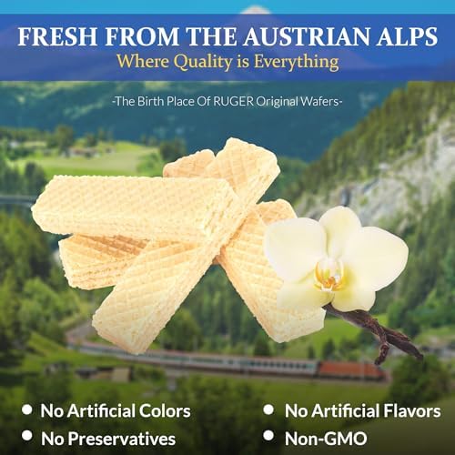 Ruger Wafers- Austrian Vanilla Wafers- 2.125 Ounce (Pack of 12) - Crispy, Creamy, Delicious Vanilla Wafer Cookies made with Natural Ingredients. Heavy Gauge Packaging provides the longest shelf-life on the market - Perfect year round - anytime and anyw...