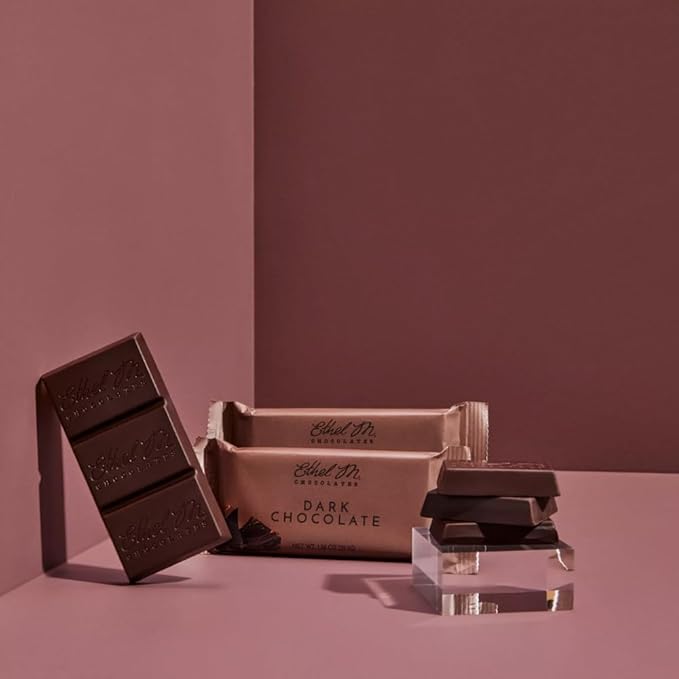 Ethel M Chocolates Premium Dark Chocolate Bars, Individually Wrapped Chocolate Candy Bars, for Gifting, Holidays & Everyday Indulgence (8 Pieces)