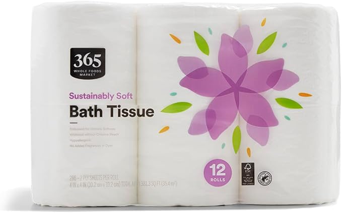 365 by Whole Foods Market, Sustainably Soft Bath Tissue, Hypoallergenic, 286 Sheets per Roll, 12 Count