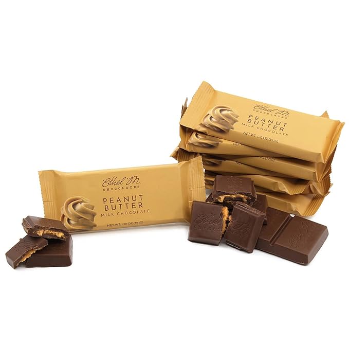 Ethel M Chocolates Premium Milk Chocolate Peanut Butter Filled Bars, Individually Wrapped Chocolate Candy Bars, for Gifting, Holidays & Everyday Indulgence (24 Pieces)