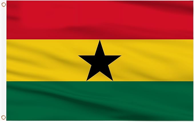 Ahfulife Ghana Flag 3x5 Ft, 1 Pc Large Ghanaian National Flags for Outdoor Indoor, Double Sided with Brass Eyelets for World Cup, Party, Garden, Bar, Street Decor