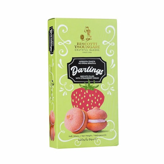 Biscotti Tsoungari - Darlings – Biscuits - Cookies-Filled with Strawberry Cream, 130g (4.58 oz)