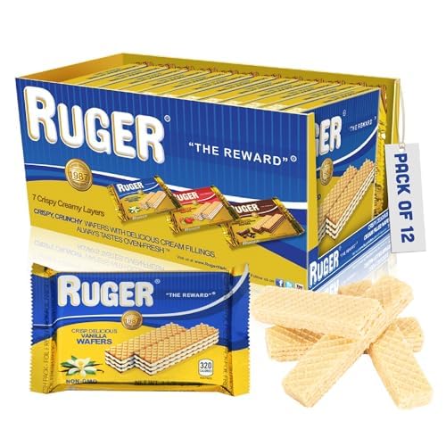 Ruger Wafers- Austrian Vanilla Wafers- 2.125 Ounce (Pack of 12) - Crispy, Creamy, Delicious Vanilla Wafer Cookies made with Natural Ingredients. Heavy Gauge Packaging provides the longest shelf-life on the market - Perfect year round - anytime and anyw...