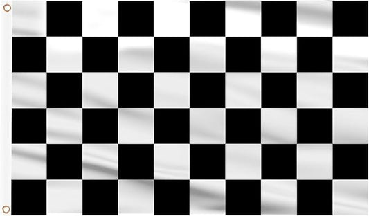 AhfuLife Checkered Flag 3x5 Ft 2 PCS, Large Black and White Racing Flags - Double Side with Brass Eyelets for Race Car Party, Garden Decoration Indoor Outdoor
